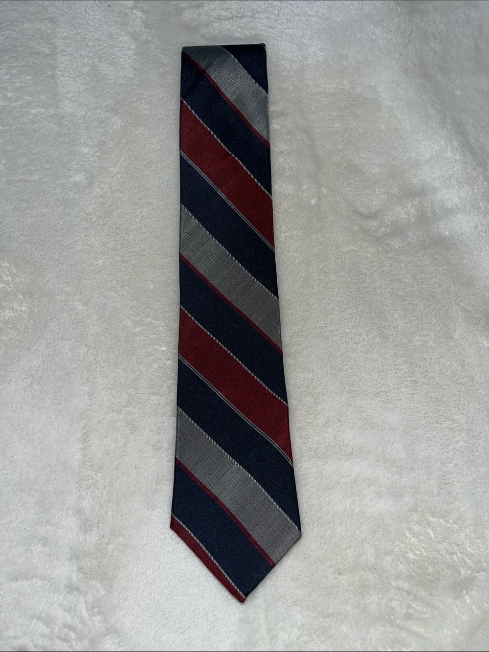 Don Loper Beverly Hills Men's Striped Tie in Navy, Gray & Burgundy